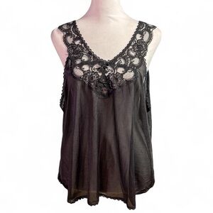 Vintage Black Lace Trim Women's Top